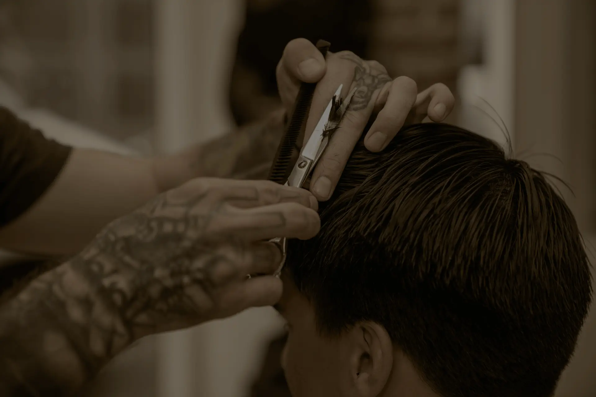 man getting haircut